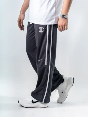 photography of Ash Dual Stripe Sweatpants isolated on a clean background.
